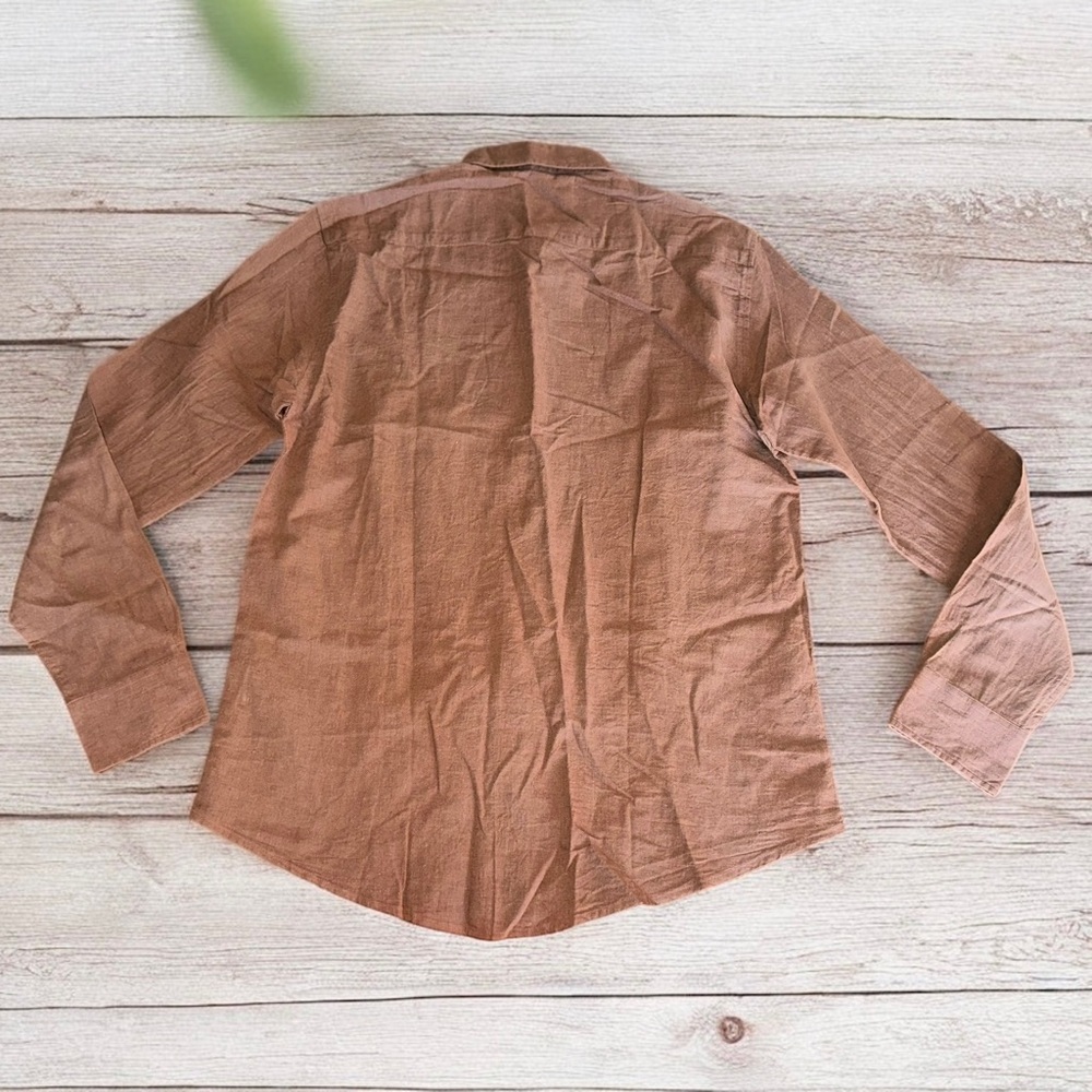 SALT Men’s Brown Linen Cotton Blend Long Sleeve Button Down Shirt Size M ~ NWT - Picture 3 of 7